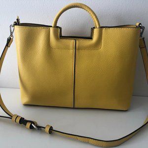 Zara City Bag with Braided Handle - yellow